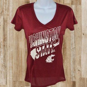 Washington State Cougars V-Neck T-Shirt, Athletic Poly XS 0/1 NEW